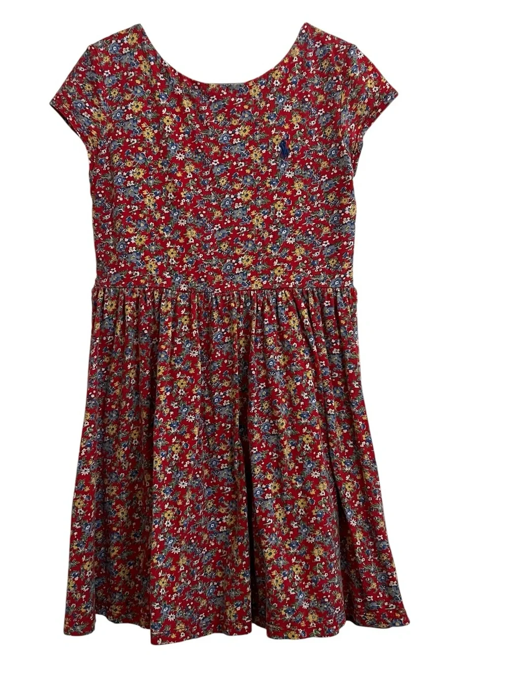 Ralph Lauren Red Floral Cap-Sleeve Fit & Flare Dress